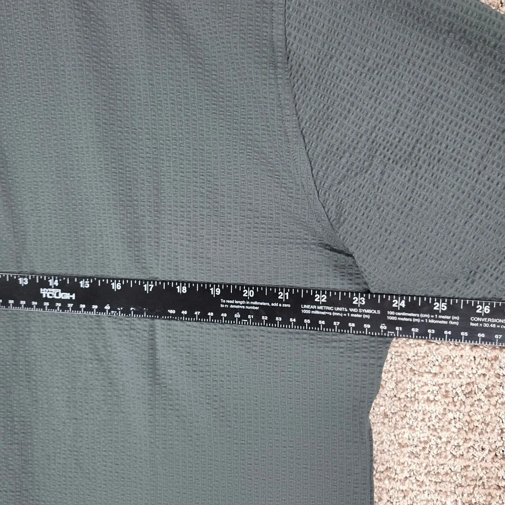 7 Diamonds Men XL Green Short Sleeve 4-Way Stretch Seersucker Button Down Shirt